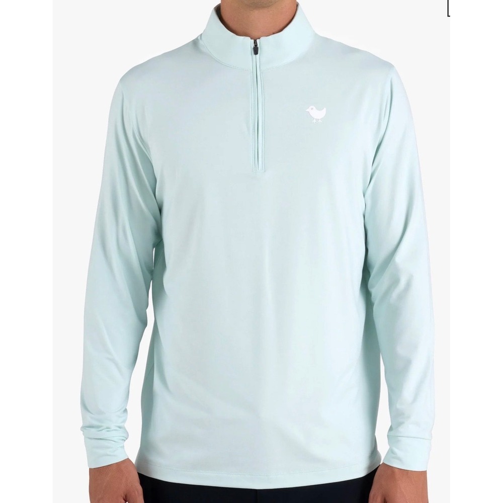 Bad Birdie Mens Quarter Zip Pullover Light Mint Green Golf Performance Shirt Lg